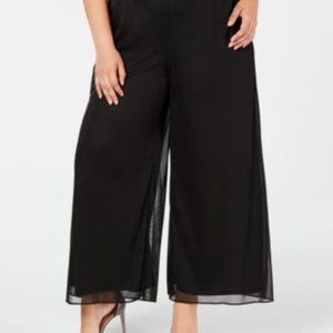 MSK Plus Size Mesh Wide-Leg Pants Black 3X